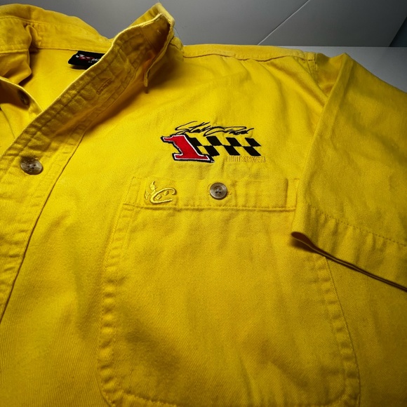 Chase Authentic NASCAR #1 Steve Park Pennzoil Mens Button Down XL Yellow - Picture 2 of 4